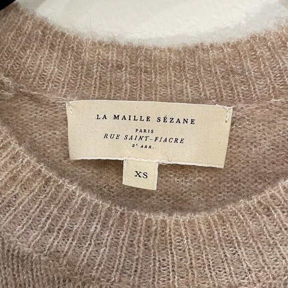 EUC Sézane Louise Puff Sleeve Mohair Wool Sweater Beige XS - Picture 8 of 10